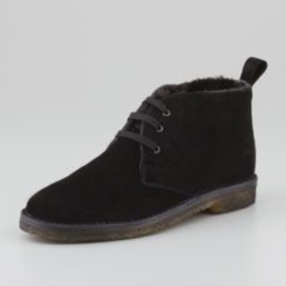 Vince Candice Suede and Shearling Lace Up Booties